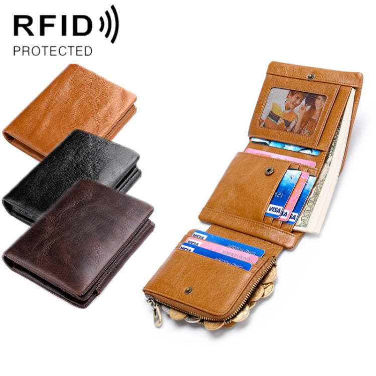 TP-191 RFID Multifunctional Tri-Fold Retro Men Genuine Leather Wallet(Coffee) - Antimagnetic RFID Package by PMC Jewellery | Online Shopping South Africa | PMC Jewellery | Buy Now Pay Later Mobicred