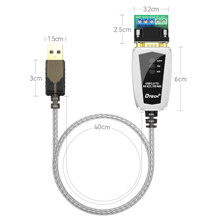 DTECH DT-5119 0.5m USB To RS485/422 Industrial Converter Serial Line Communication Adapter - RS485 / RS232 Series by DTECH | Online Shopping South Africa | PMC Jewellery | Buy Now Pay Later Mobicred