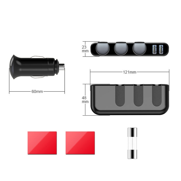 SHUNWEI Car Cigarette Lighter Charger 12/24V USB Converts Socket, Style: 3 Holes 2 USB - Car Charger by SHUNWEI | Online Shopping South Africa | PMC Jewellery