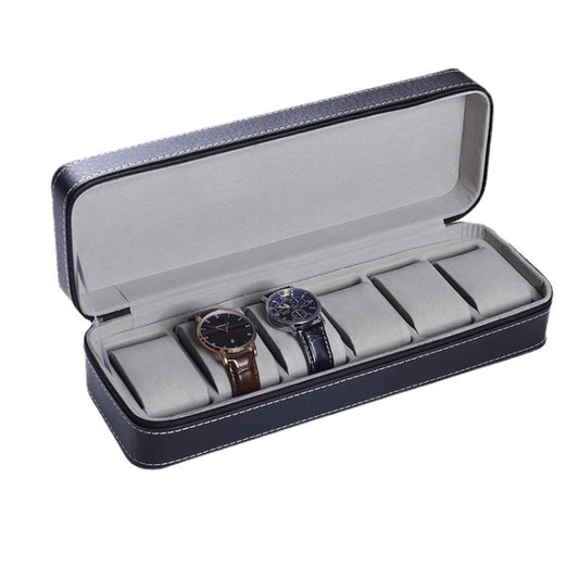 6 Bit Zipper Watch Box Storage Display Box PU Zipper Bag Watch Box(Black) - Watch Storages by PMC Jewellery | Online Shopping South Africa | PMC Jewellery | Buy Now Pay Later Mobicred