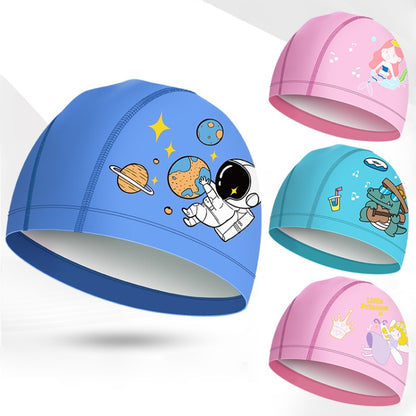 2 PCS Cute Cartoon High Elastic Children PU Waterproof Swimming Cap(Astronauts) - Swimming Caps by PMC Jewellery | Online Shopping South Africa | PMC Jewellery