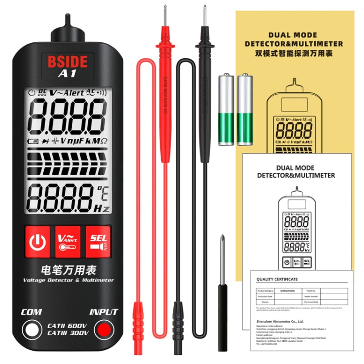 BSIDE A1 Dual Mode Smart Handheld High Precision Detection Electrician Voltage Multimeter Without Battery(Black) - Digital Multimeter by BSIDE | Online Shopping South Africa | PMC Jewellery