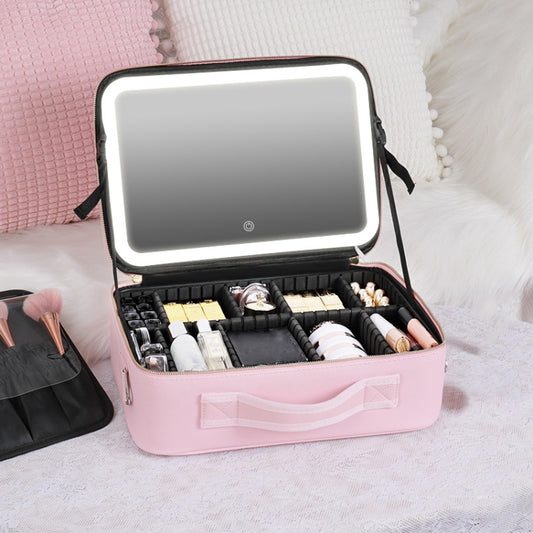 NICELAND TM1060 Large Capacity With Lamp Makeup Bag Portable, Color: Large Pink - Storage Boxes by NICELAND | Online Shopping South Africa | PMC Jewellery