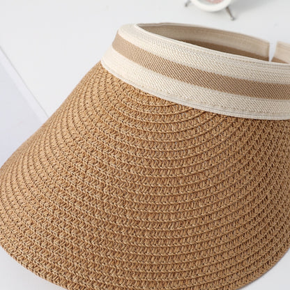 Parent-child Beach Sun Protection Empty Top Sunshade Straw Hat, Color: For Kids (Black) - Peaked Cap by PMC Jewellery | Online Shopping South Africa | PMC Jewellery