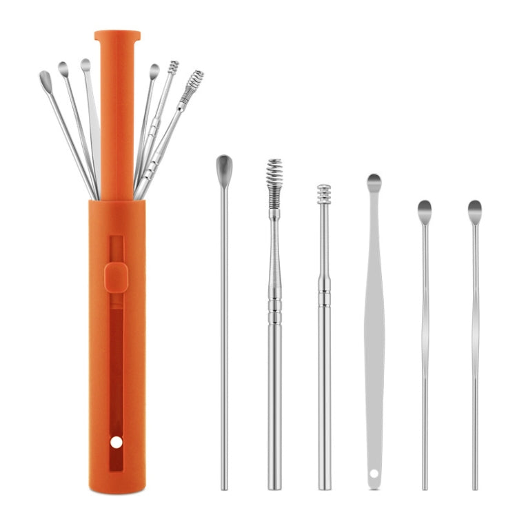 2 Packs Push-Pull Cylinder Storage Ear Scoop Set, Specification: 6 PCS/Set Orange - Ear Care Tools by PMC Jewellery | Online Shopping South Africa | PMC Jewellery