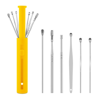 2 Packs Push-Pull Cylinder Storage Ear Scoop Set, Specification: 6 PCS/Set Yellow - Ear Care Tools by PMC Jewellery | Online Shopping South Africa | PMC Jewellery