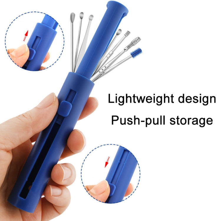 2 Packs Push-Pull Cylinder Storage Ear Scoop Set, Specification: 7 PCS/Set Orange - Ear Care Tools by PMC TechLife | Online Shopping South Africa | PMC TechLife | Buy Now Pay Later Mobicred