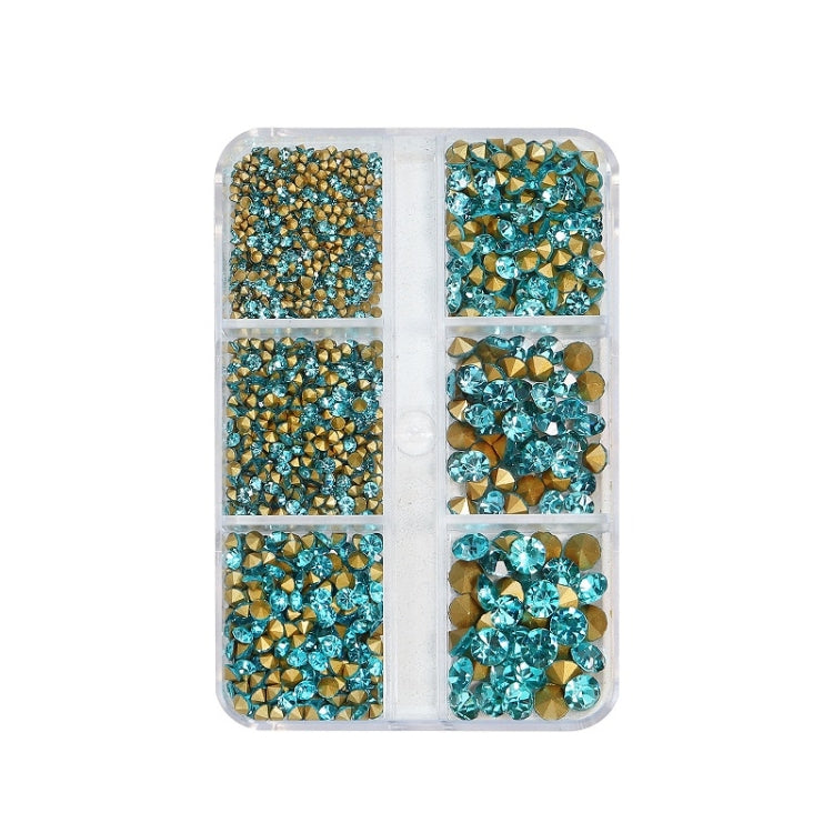 2 Sets Nail Art 6 Grid Pointed Bottom Diamond Nail Jewelry, Specification: 08 Lake Blue - Nail Stickers by PMC TechLife | Online Shopping South Africa | PMC TechLife | Buy Now Pay Later Mobicred