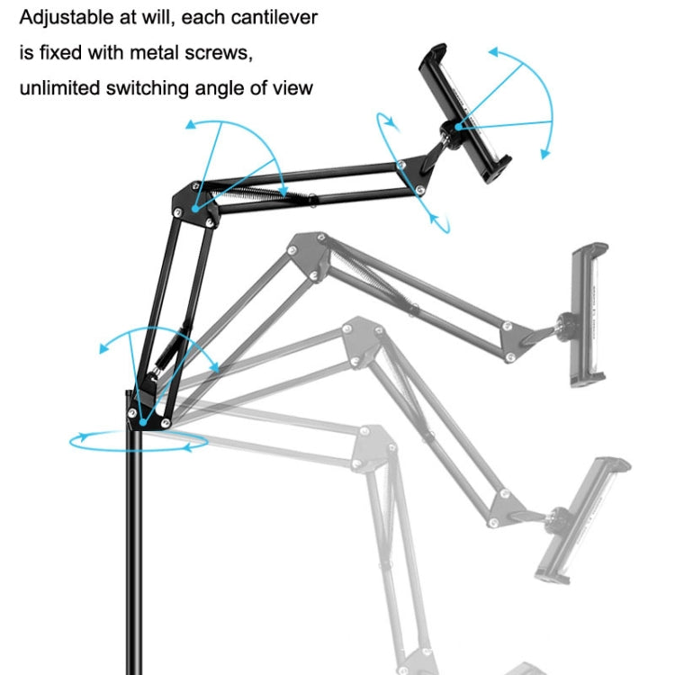 135cm Mobile Phone Tablet Live Broadcast Bedside Lifting Bracket Floor Model (White) - Lazy Bracket by PMC TechLife | Online Shopping South Africa | PMC TechLife