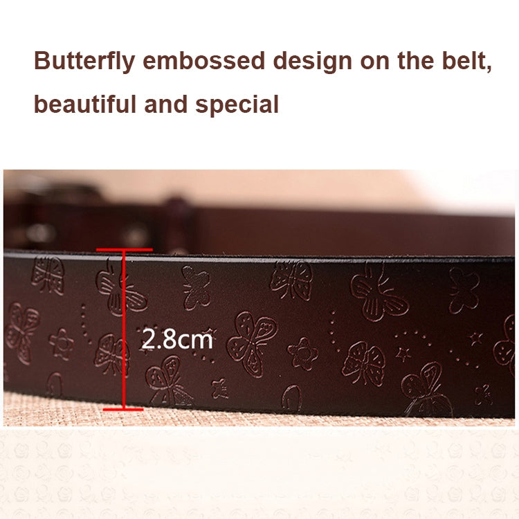 ZK--067 Retro Engraved Buckle Butterfly Print Pin Buckle Leather Belt, Length: 110cm(Red) - Belts by PMC Jewellery | Online Shopping South Africa | PMC Jewellery