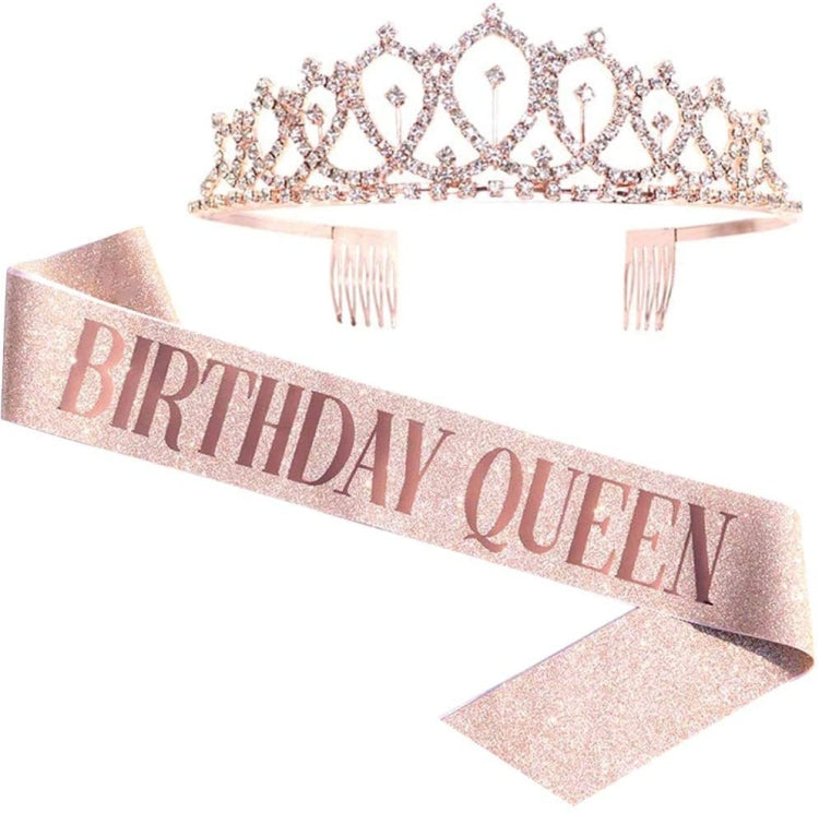 WM-02 Crystal Diamond Birthday Party Wedding Updo Crown, Color: Rose Gold Queen - Head Bands by PMC Jewellery | Online Shopping South Africa | PMC Jewellery