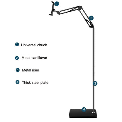 155cm Live Broadcast Bedside Cantilever Floor Bracket Desktop Floor Model (Black) - Lazy Bracket by PMC Jewellery | Online Shopping South Africa | PMC Jewellery