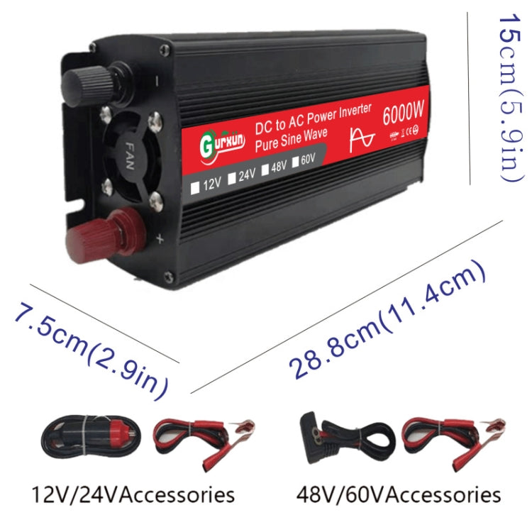 Gurxun 6000W High Power Sine Wave Inverter With Single Digital Display, Specification: 12V-220V - free shipping - PMC TechLife - Order now!