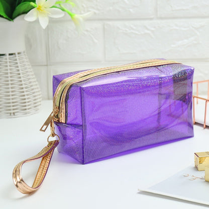 PVC Laser Transparent Portable Cosmetic Bag Travel Toiletry Bag(Violet) - Storage Boxes by PMC Jewellery | Online Shopping South Africa | PMC Jewellery