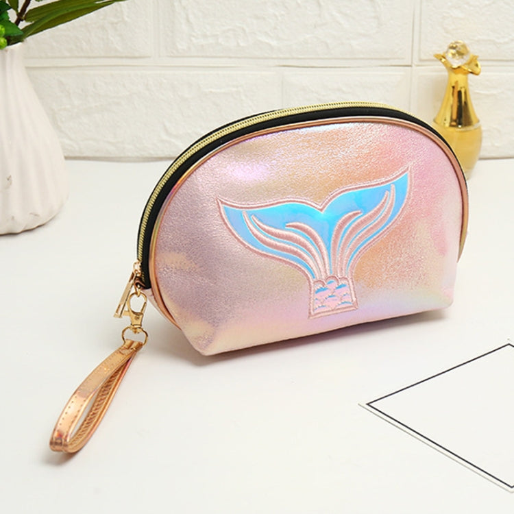 Semicircle Cartoon Fishtail Laser Makeup Toiletry Bag(Light Pink) - Storage Boxes by PMC Jewellery | Online Shopping South Africa | PMC Jewellery