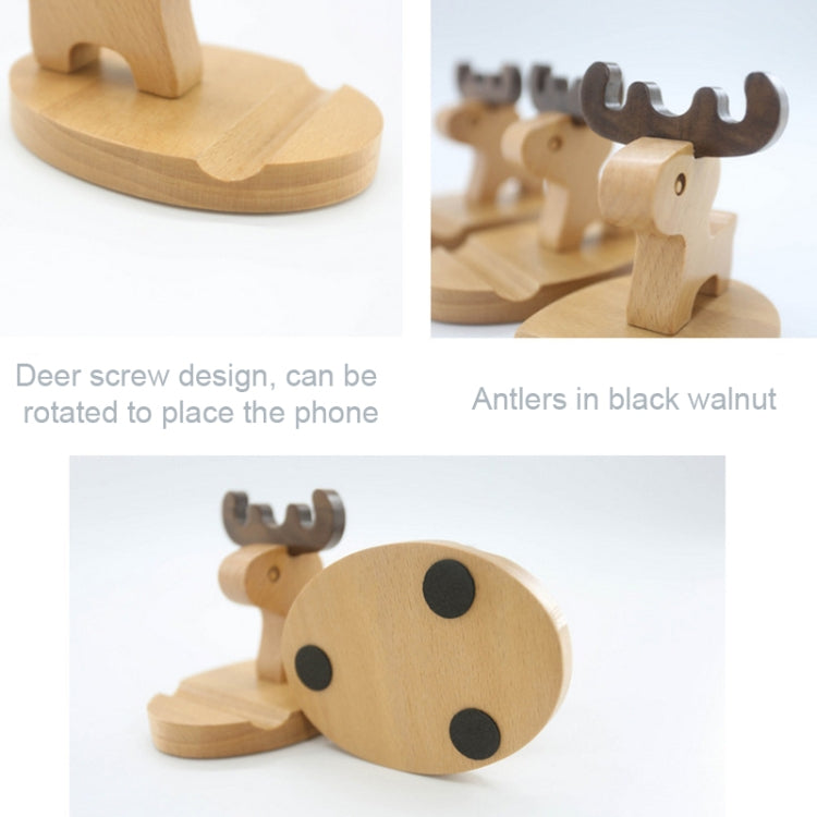 Wooden Mobile Phone Bracket Beech Lazy Mobile Phone Holder,Style: Little Deer With Antlers - Desktop Holder by PMC Jewellery | Online Shopping South Africa | PMC Jewellery