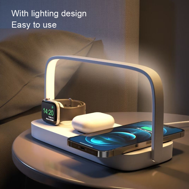 UD10 Mobile Phone Wireless Charger With Small Night Light, For iPhone&iWatch&AirPods(White) - Multifunction Charger by PMC TechLife | Online Shopping South Africa | PMC TechLife