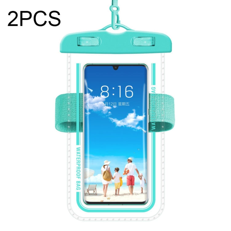 2 PCS Armband Style Transparent Waterproof Cell Phone Case Swimming Cell Phone Bag(Macaron Blue) - Waterproof Bag by PMC Jewellery | Online Shopping South Africa | PMC Jewellery