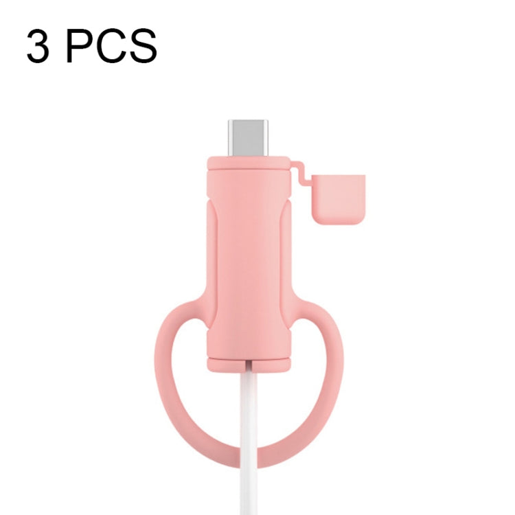 3 PCS Soft Washable Data Cable Silicone Case For Apple, Spec: Type-C (Pink) - Cable Organizer by PMC Jewellery | Online Shopping South Africa | PMC Jewellery