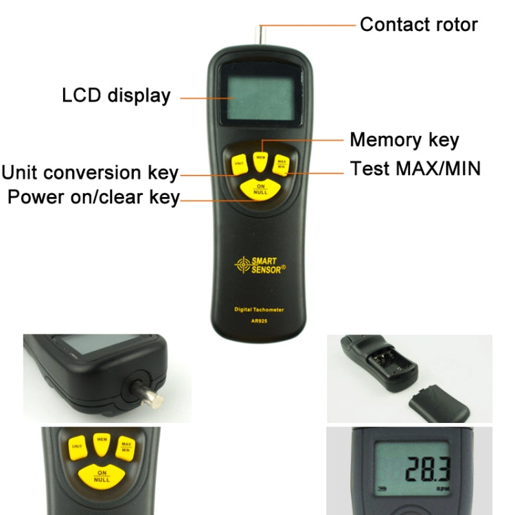 Smart Sensor AR925 LCD Display Contact Tachometer - Tachometers & Anemometer by Smart Sensor | Online Shopping South Africa | PMC Jewellery | Buy Now Pay Later Mobicred