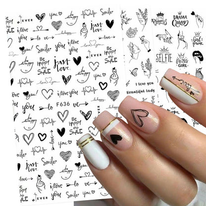 10 PCS Cartoon Heart Letters Comic Character Nail Art Sticker 3D Adhesive Nail Stickers(F640) - Nail Stickers by PMC Jewellery | Online Shopping South Africa | PMC Jewellery