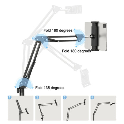 SSKY L10 Home Cantilever Ground Phone Holder Tablet Support Holder, Style: Retractable+Desktop Clip (Black) - Lazy Bracket by SSKY | Online Shopping South Africa | PMC Jewellery