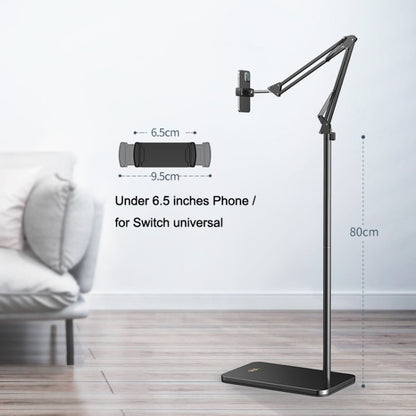 SSKY L10 Home Cantilever Ground Phone Holder Tablet Support Holder, Style: Fixed+Phone Clip (Black) - Lazy Bracket by SSKY | Online Shopping South Africa | PMC Jewellery | Buy Now Pay Later Mobicred