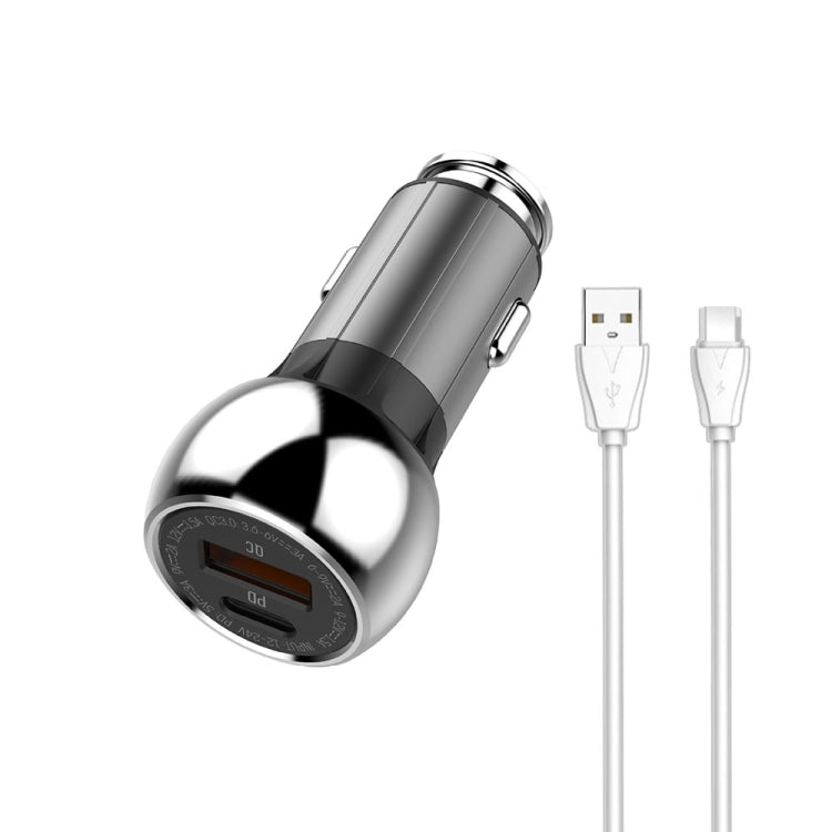 LDNIO C1 36W PD + QC 3.0 Car Fast Charger High Power Smart USB Car Charger with Micro USB Cable - Car Charger by LDNIO | Online Shopping South Africa | PMC Jewellery