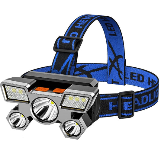 LED Five-headed Aircraft Light USB Rechargeable Headlamp Mining Light - Headlamp by PMC Jewellery | Online Shopping South Africa | PMC Jewellery