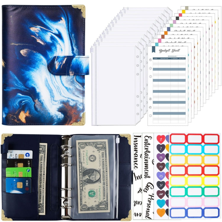 A6 Leather Loose-leaf Budget Book Handbook Notepad(Deep Blue) - Notebooks by PMC TechLife | Online Shopping South Africa | PMC TechLife