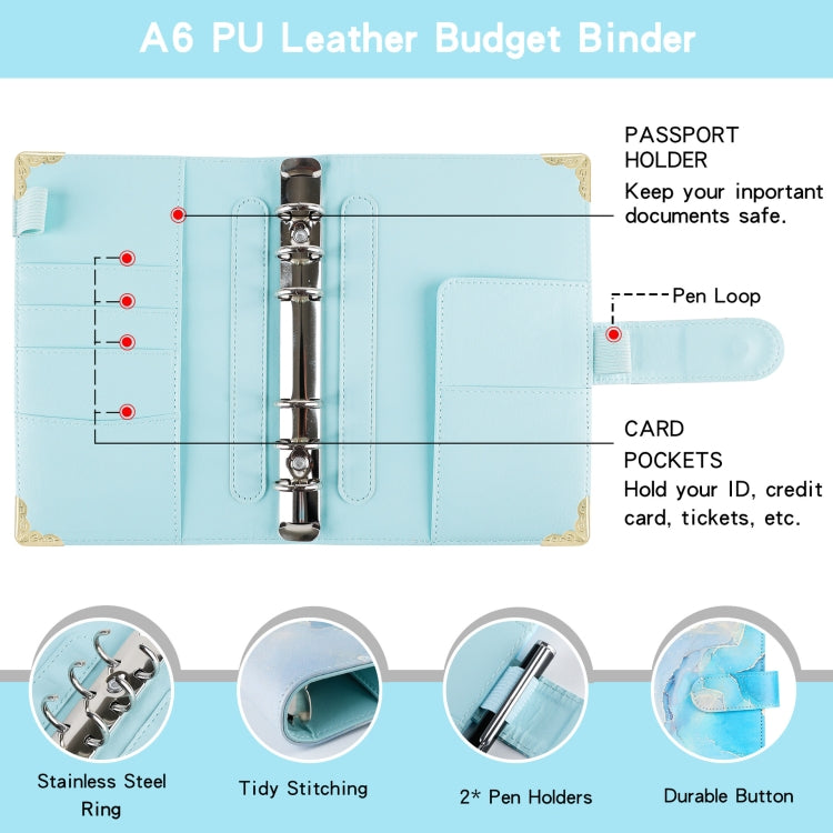 A6 Leather Loose-leaf Budget Book Handbook Notepad(Ink Green) - Notebooks by PMC Jewellery | Online Shopping South Africa | PMC Jewellery