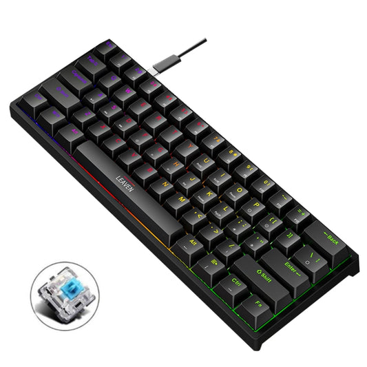 LEAVEN K620 61 Keys Hot Plug-in Glowing Game Wired Mechanical Keyboard, Cable Length: 1.8m, Color: Black Green Shaft - Wired Keyboard by LEAVEN | Online Shopping South Africa | PMC Jewellery | Buy Now Pay Later Mobicred