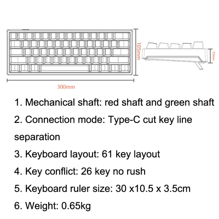 LEAVEN K620 61 Keys Hot Plug-in Glowing Game Wired Mechanical Keyboard, Cable Length: 1.8m, Color: Black Green Shaft - Wired Keyboard by LEAVEN | Online Shopping South Africa | PMC Jewellery