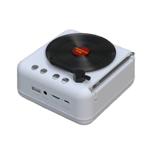 Manovo H3 Retro Vinyl Record Player Shape Mini Bluetooth Speaker, Color: White - Desktop Speaker by PMC Jewellery | Online Shopping South Africa | PMC Jewellery