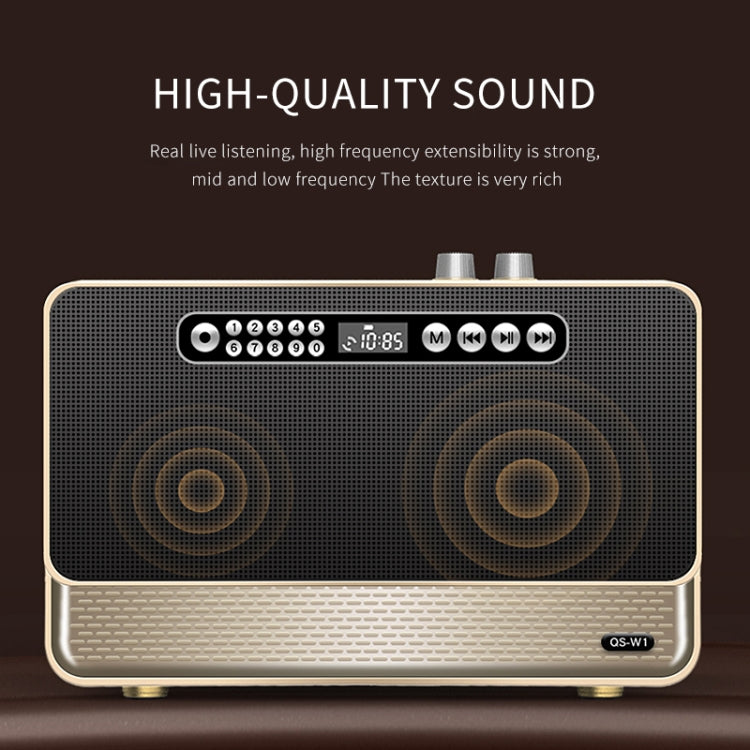 W1 Wooden HIFI Sound Effect Desktop Wireless Bluetooth Speaker(Gold) - Desktop Speaker by PMC TechLife | Online Shopping South Africa | PMC TechLife