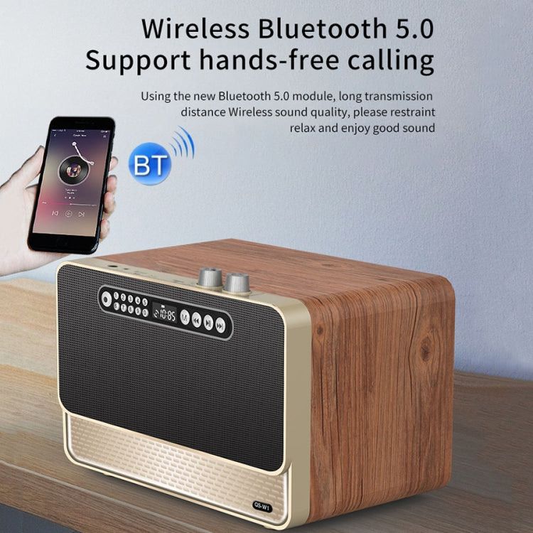W1 Wooden HIFI Sound Effect Desktop Wireless Bluetooth Speaker(Gold) - Desktop Speaker by PMC TechLife | Online Shopping South Africa | PMC TechLife