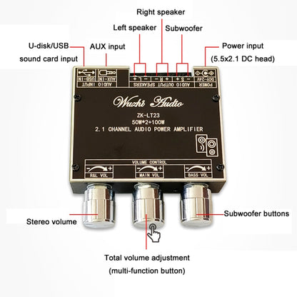 LT23 50W+100W 2.1 Channel TWS Bluetooth Audio Receiver Amplifier Module With Subwoofer - Breadboard / Amplifier Board by PMC Jewellery | Online Shopping South Africa | PMC Jewellery