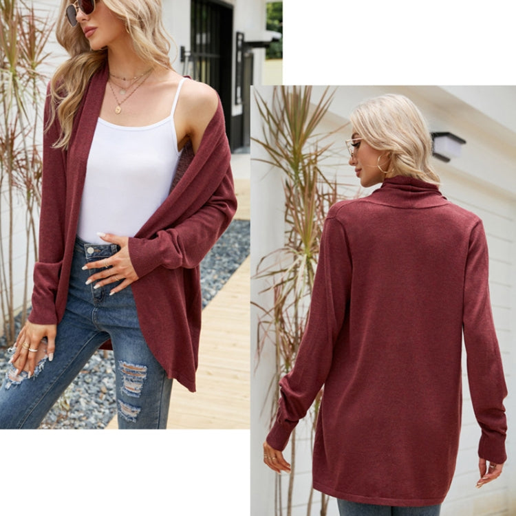 Women Mid-length Sweater Jacket Temperament Loose Knitted Cardigan, Size: S(Wine Red) - Sweater by PMC Jewellery | Online Shopping South Africa | PMC Jewellery