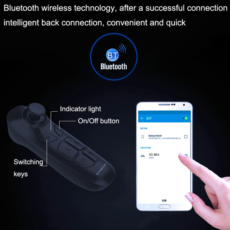 VR SHINECON SC-B03 VR Game Wireless Bluetooth Remote Control Handle Selfie Stick RC Video Playback(Black) - Controller Gamepad by PMC TechLife | Online Shopping South Africa | PMC TechLife