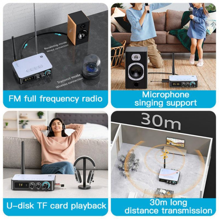 M9 Pro 5.1 Bluetooth Receiver Launcher FM Radio 4 In 1 NFC Audio Adapter - Audio Receiver Transmitter by PMC TechLife | Online Shopping South Africa | PMC TechLife | Buy Now Pay Later Mobicred