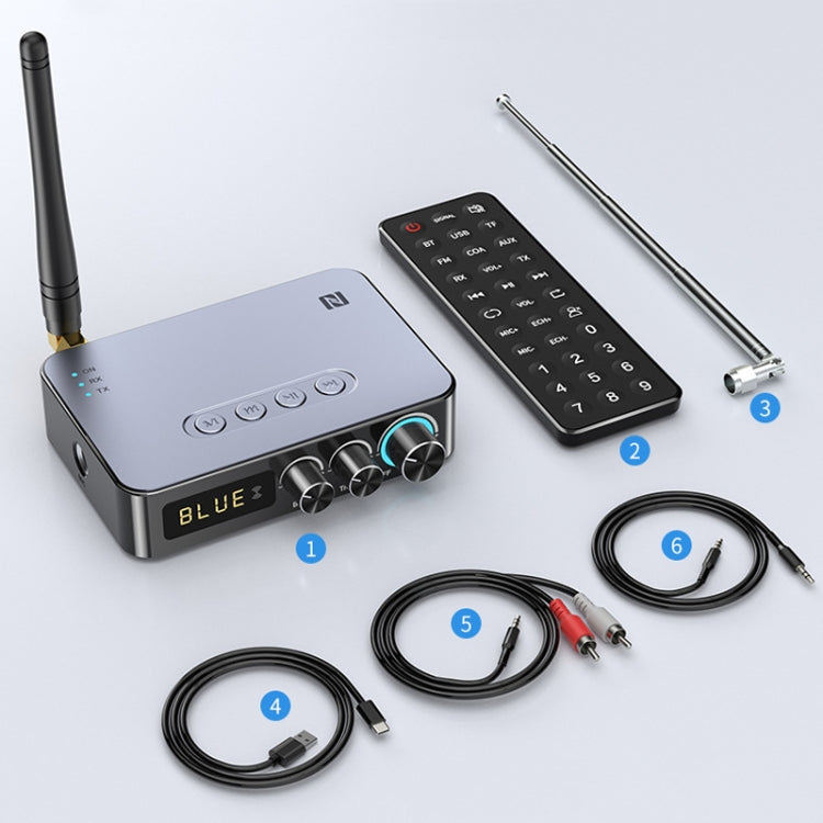 M9 Pro 5.1 Bluetooth Receiver Launcher FM Radio 4 In 1 NFC Audio Adapter - Audio Receiver Transmitter by PMC TechLife | Online Shopping South Africa | PMC TechLife | Buy Now Pay Later Mobicred