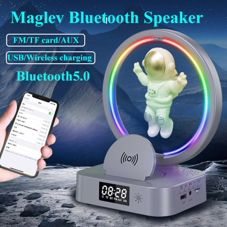 Y-558 Magnetic Levitation Astronaut TWS Bluetooth Speaker With RGB Light,Style: Golden Clock Model - Desktop Speaker by PMC TechLife | Online Shopping South Africa | PMC TechLife