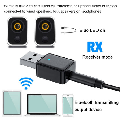 RX-TX-413 USB Bluetooth Receiving Launch 2 In 1 Adapter(Black) - Audio Receiver Transmitter by PMC Jewellery | Online Shopping South Africa | PMC Jewellery