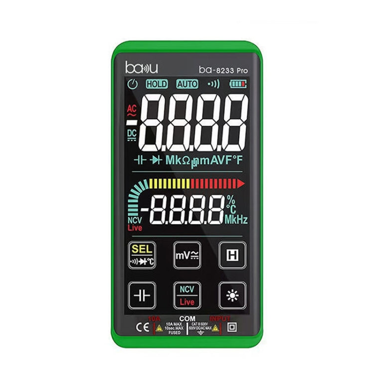 BAKU BA-8233 Pro Electric Maintenance Resistor Current Touch Screen Digital Mulitmeter(Green) - Digital Multimeter by BAKU | Online Shopping South Africa | PMC Jewellery | Buy Now Pay Later Mobicred