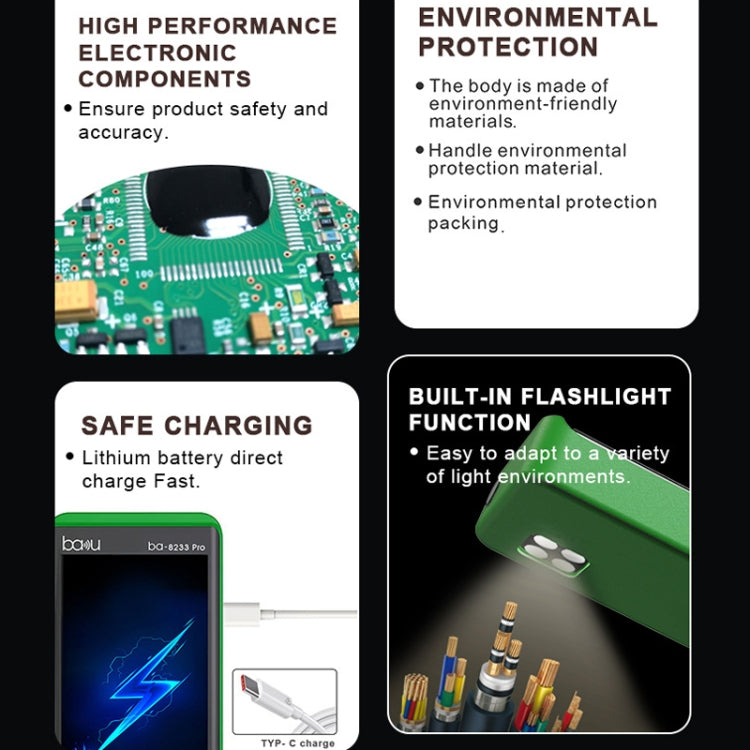 BAKU BA-8233 Pro Electric Maintenance Resistor Current Touch Screen Digital Mulitmeter(Green) - Digital Multimeter by BAKU | Online Shopping South Africa | PMC Jewellery | Buy Now Pay Later Mobicred