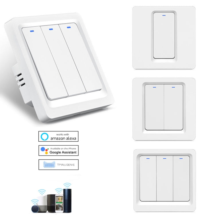 Tuya ZigBee Smart Single-fire Zero-fire Sharing Switch Phone Control Voice Panel EU Plug, Spec: 3 Buttons - Smart Switch by PMC TechLife | Online Shopping South Africa | PMC TechLife