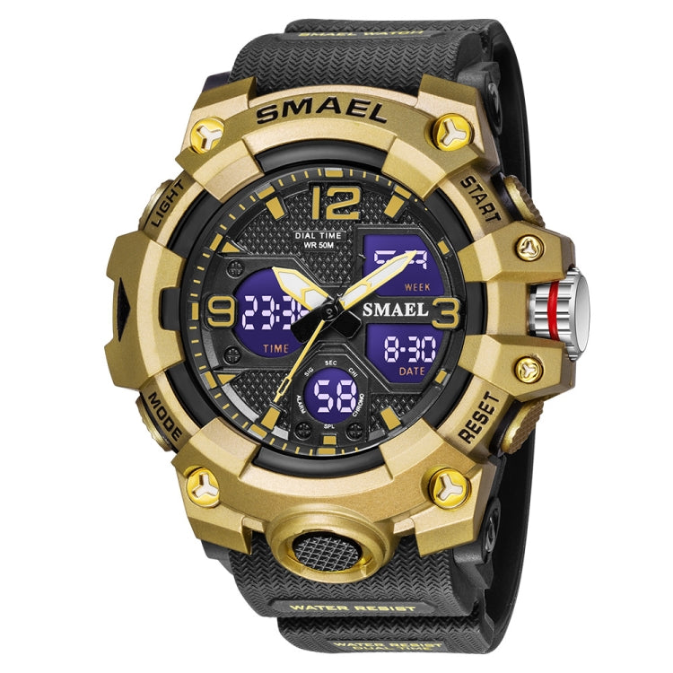 SMAEL 8008 Outdoor Sports Multifunctional Waterproof Luminous Men Watch(Black Gold) - LED Digital Watches by SMAEL | Online Shopping South Africa | PMC Jewellery | Buy Now Pay Later Mobicred