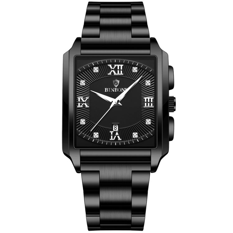 BINBOND B4143 Rectangular Outdoor Men Waterproof Quartz Watches(Black Steel-White) - Metal Strap Watches by BINBOND | Online Shopping South Africa | PMC Jewellery | Buy Now Pay Later Mobicred