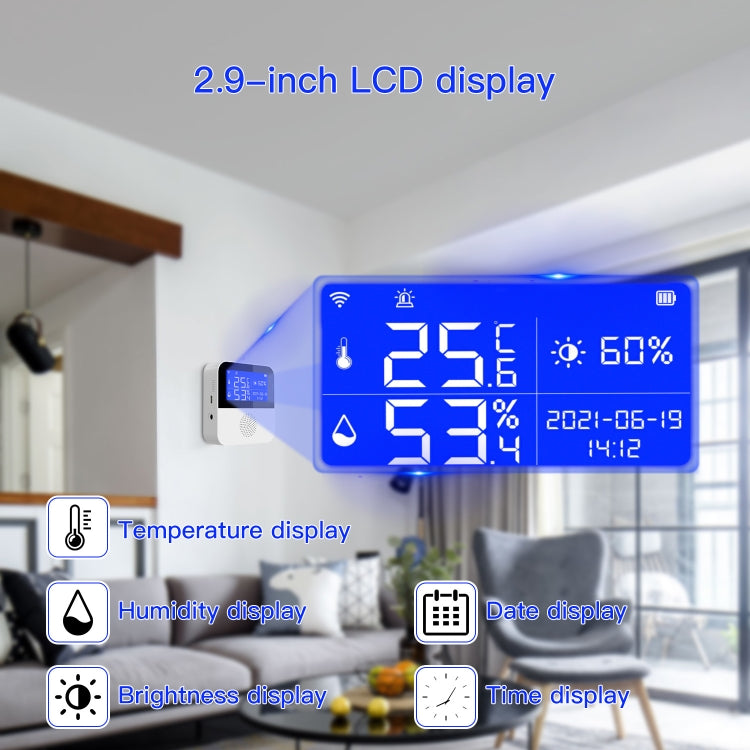 Tuya WIFI Temperature And Humidity Sensor With 2.9inch LCD Display,Spec: With Sensing Line - Home Automation Modules by PMC Jewellery | Online Shopping South Africa | PMC Jewellery