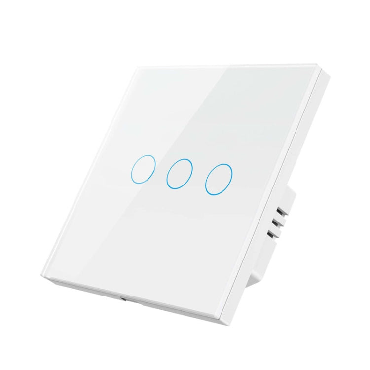 Tuya ZigBee Zero Firewire Touch Wall Remote Control Switch Light Control Voice Switch EU Plug, Style: 3 Gang (White) - Smart Switch by PMC Jewellery | Online Shopping South Africa | PMC Jewellery